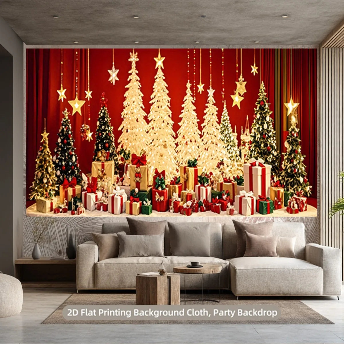 Christmas decorations with bright Christmas trees