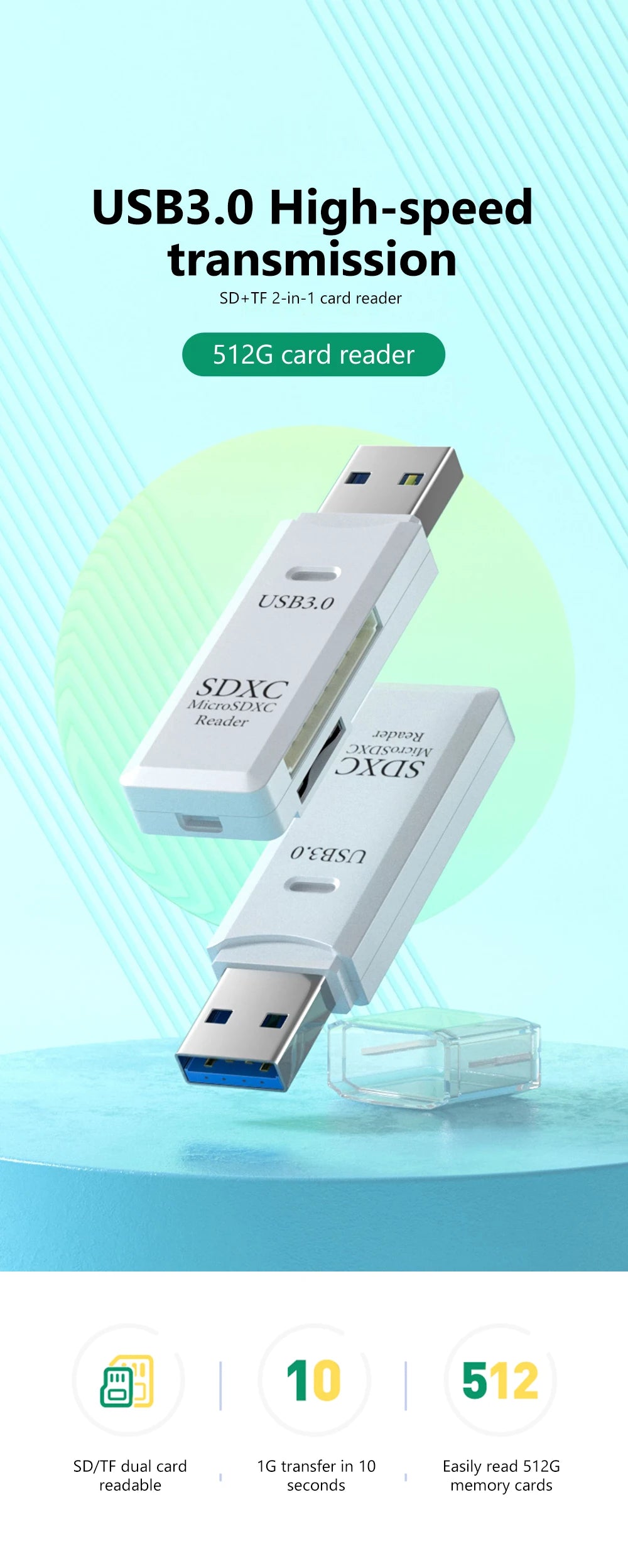 2 in 1 USB 3.0 Card Reader